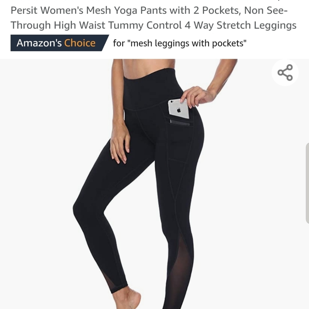 Yoga pants with mesh cutouts and pockets